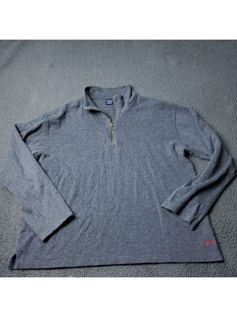 Polo Ralph Lauren Sweater Mens L Large Pullover Zip Up Gray Sleepwear Pajama